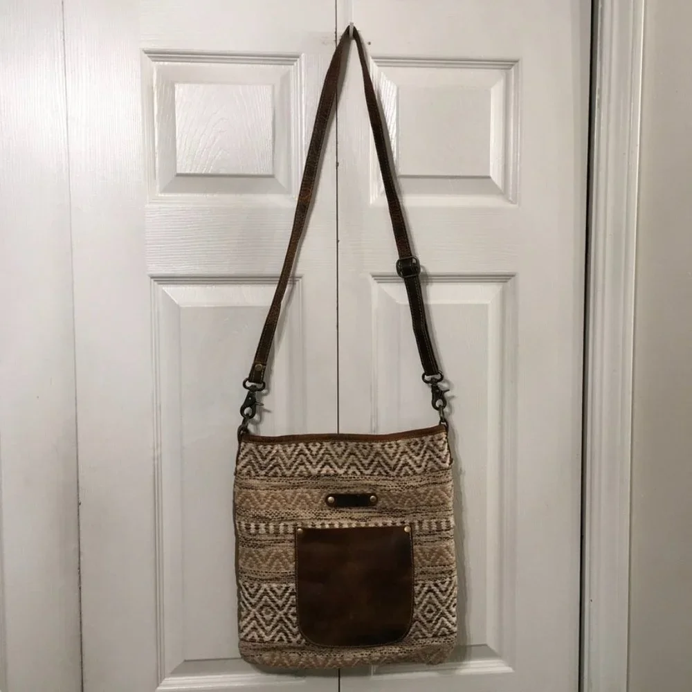 Myra Canvas Leather Rug Crossbody Bag - Picture 1 of 10